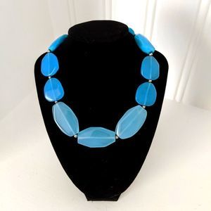 Ralph Lauren Blue Aqua Stone Turquoise Color Toggle Chunky Statement Necklace